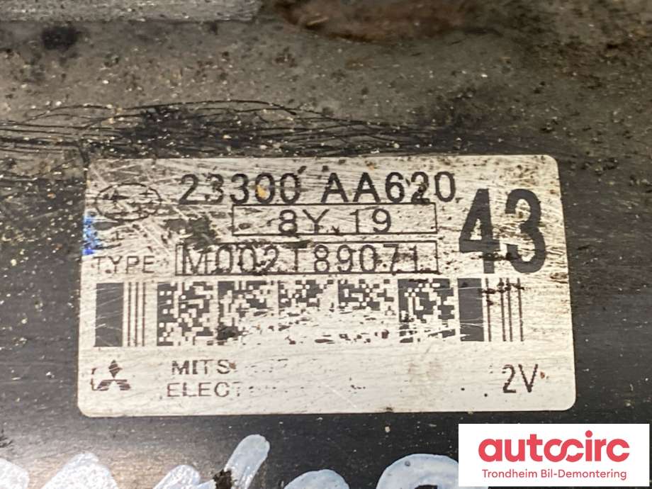 Starter diesel til Subaru Legacy 2007-2009 (Type IV, Fase 2)  (23300AA620|)