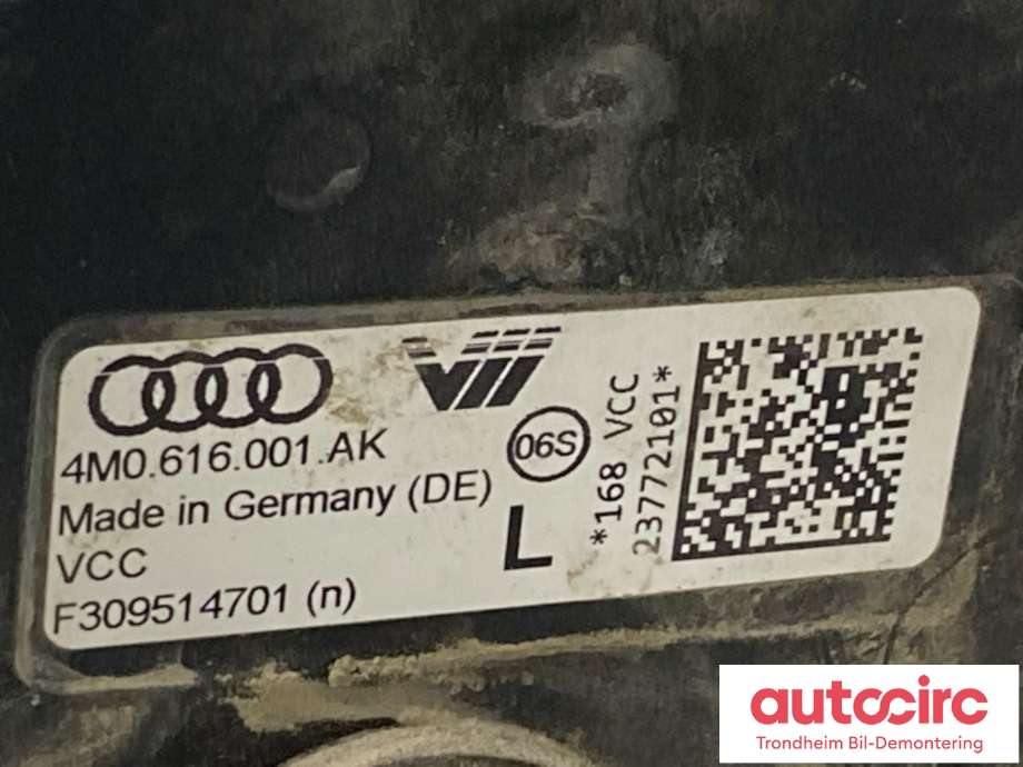 Fjær bak nivå luftpute/belg til Audi e-tron 2018-->>  (VENSTRE|4M0616001AK|)