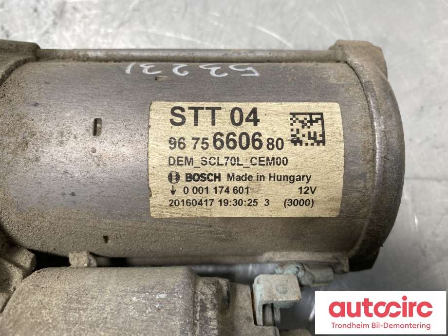 Starter diesel til Peugeot Partner 2015-2019 (Type II, Fase 2)  (BOSCH|9675660680|0001174601|)