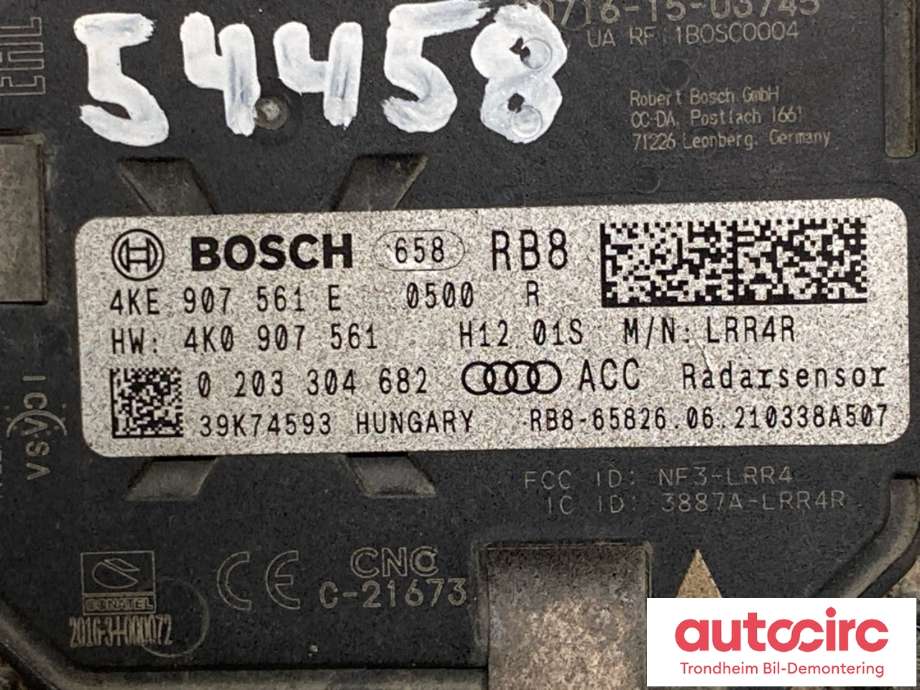 Sensor radar til Audi e-tron 2018-->>  (BOSCH|4KE 907 561 E|4KE 907 561 H|)