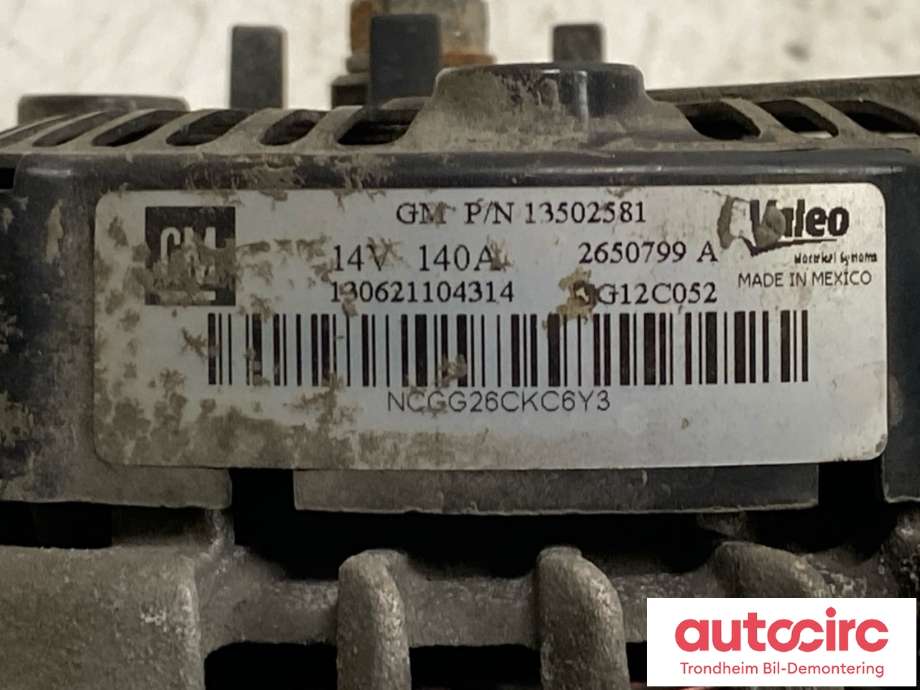 Dynamo diesel til Opel Insignia A 2009-2014 (VALEO|13588306|95515963|95524437|1684909080|95531290|140315121217|2620359)