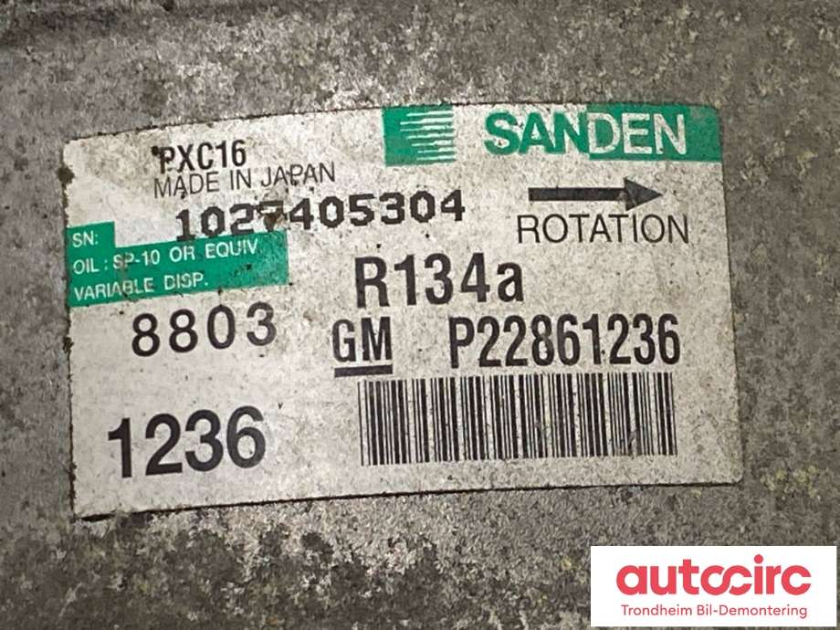 Aircondition kompressor til Opel Insignia A 2009-2014  (SANDEN|22913889|95518886|2235503404|22861236|)
