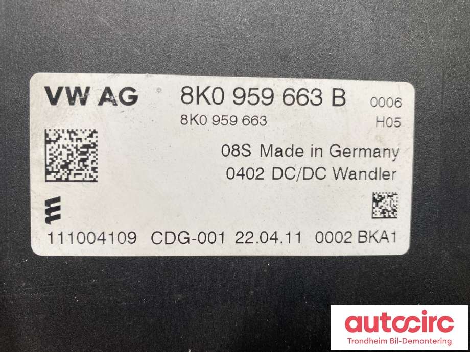 Spenningsregulator til Audi A7 2010-2014 (Type I, Fase 1)  (8K0 959 663 F|8K0 959 663 B|)
