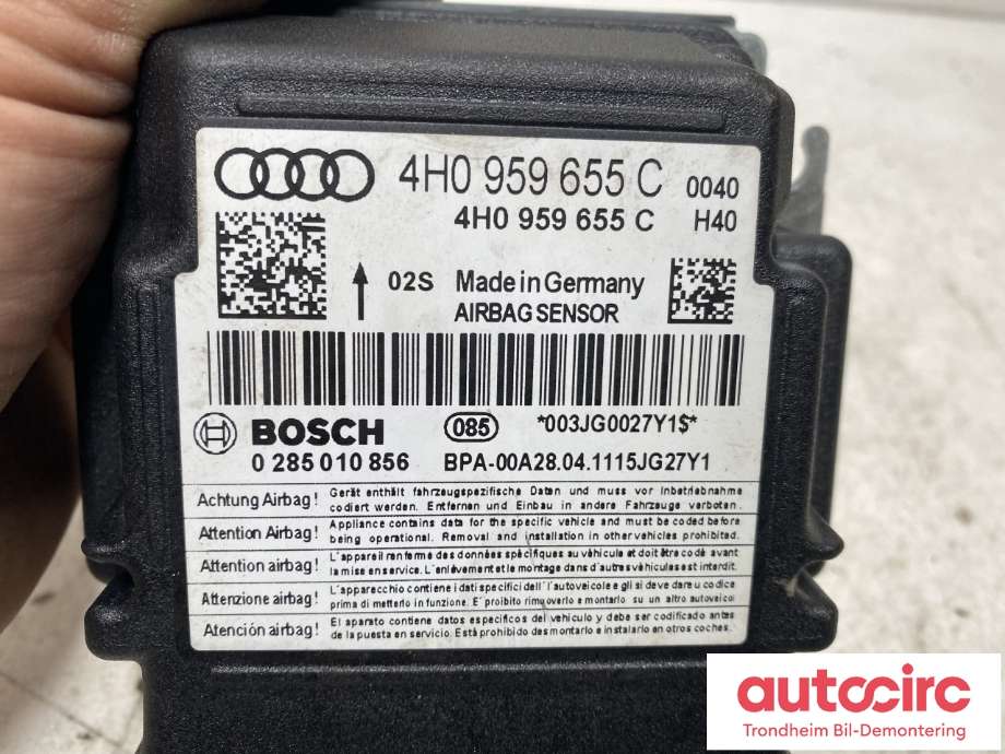 Styreenhet airbag hovedsensor til Audi A7 2010-2014 (Type I, Fase 1) (4H0 959 655 C|)