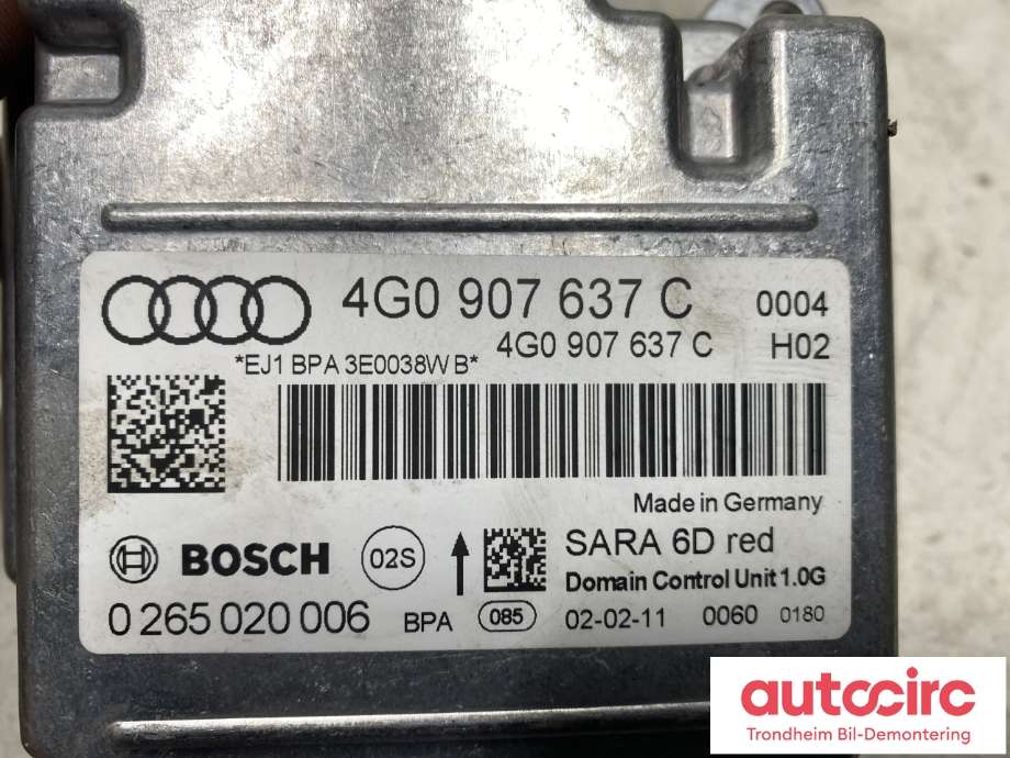 Styreenhet airbag hovedsensor til Audi A7 2010-2014 (Type I, Fase 1) (4G0 907 637 L|4G0 907 637 C|)