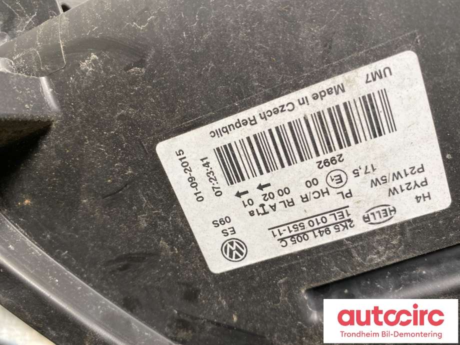 Frontlykt venstre halogen til VW Caddy 2010-2015 (Type III, Fase 2)  (2K5941005C|2K5941005B|)