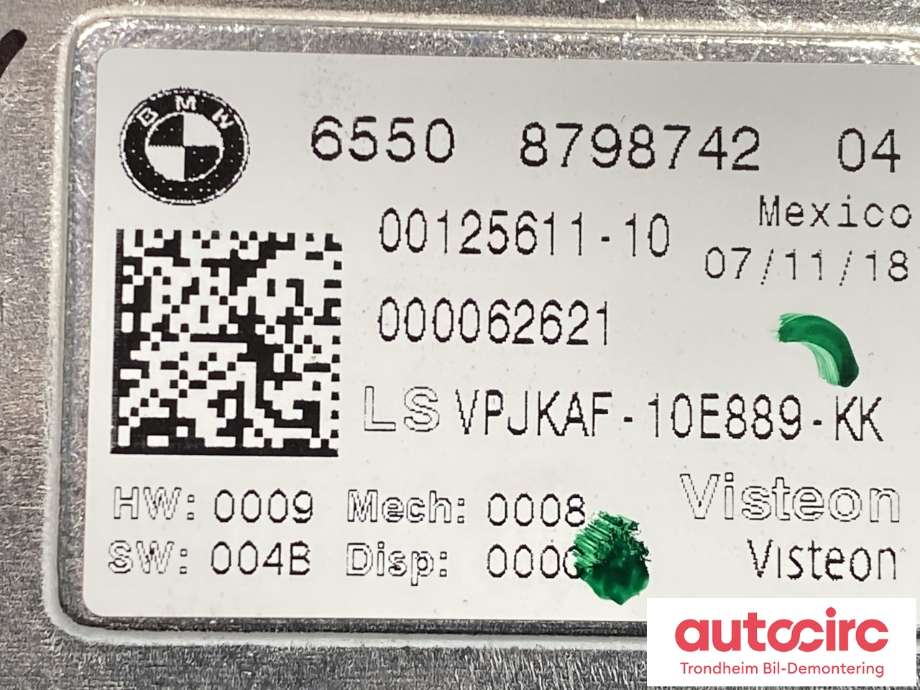 Instrument kjørecomputer til BMW 3-Serie 2018-->> (G20) (G20) (65 50 8 798 742|)