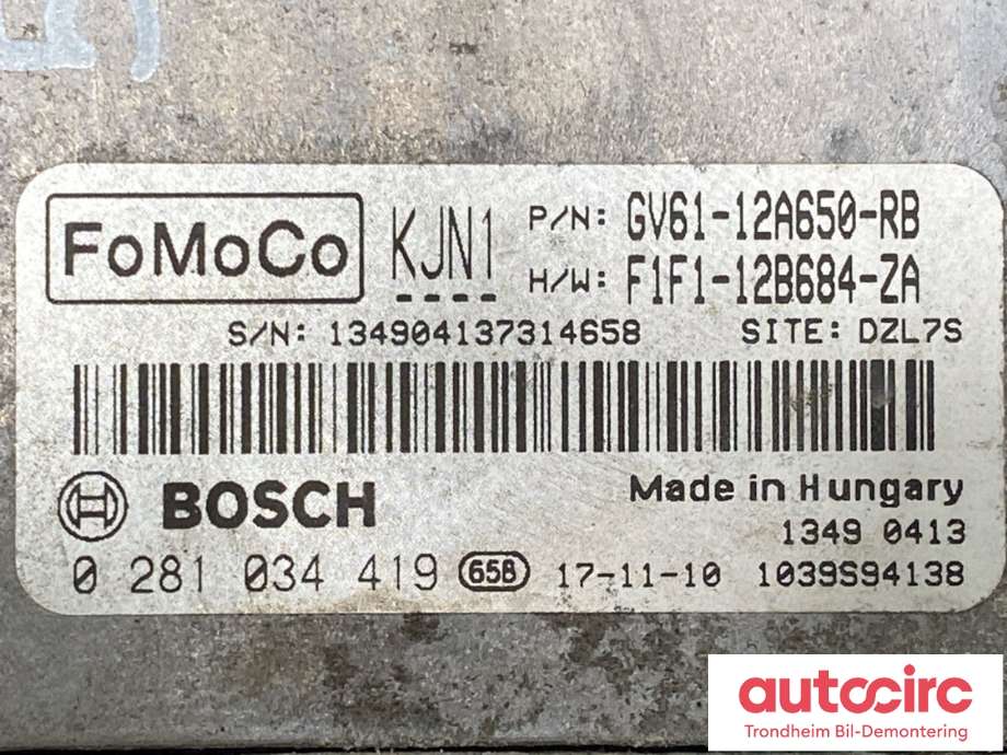 Styreenhet motor til Ford Transit Connect 2018-->> Type II, Fase 2  (1873891|RMF1F1-12A650-AD|)