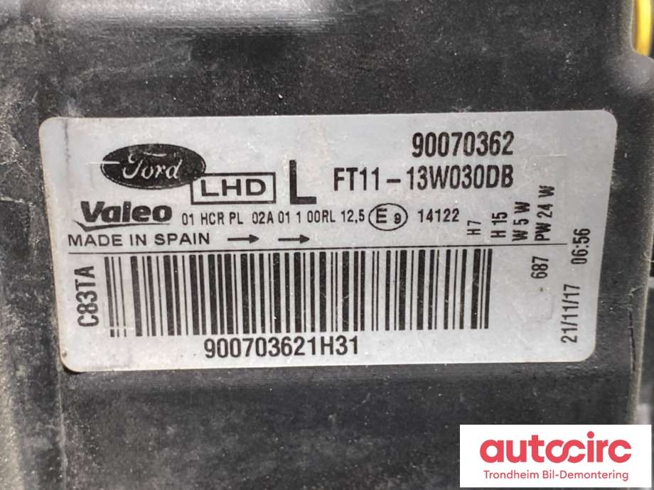Frontlykt venstre halogen til Ford Transit Connect 2018-->> Type II, Fase 2  (1949635|)