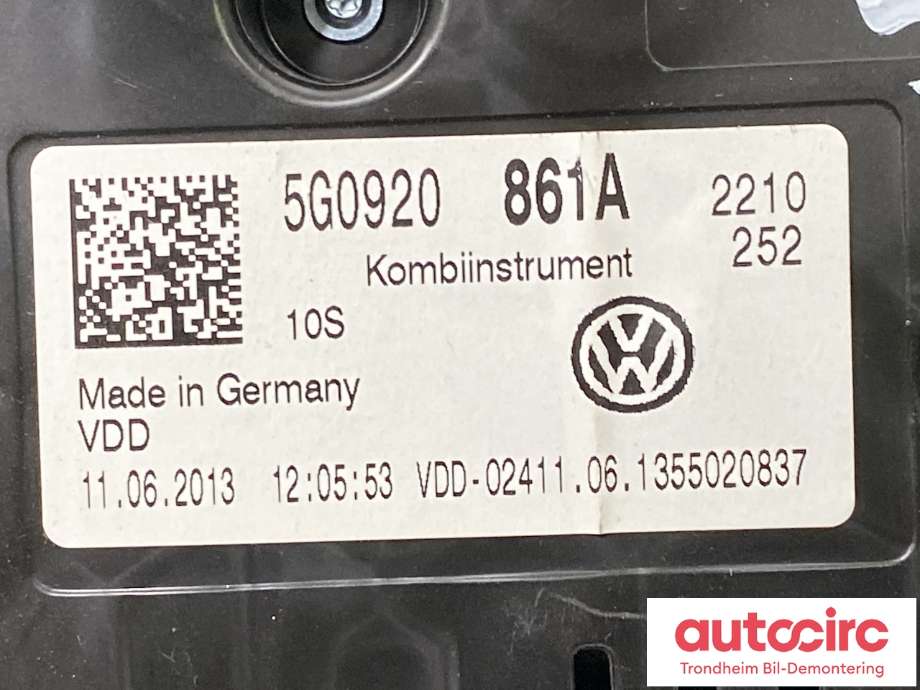 Instrumentpanel til VW Golf VII 2012-2017 (Fase 1)  (5G0 920 861 A|)
