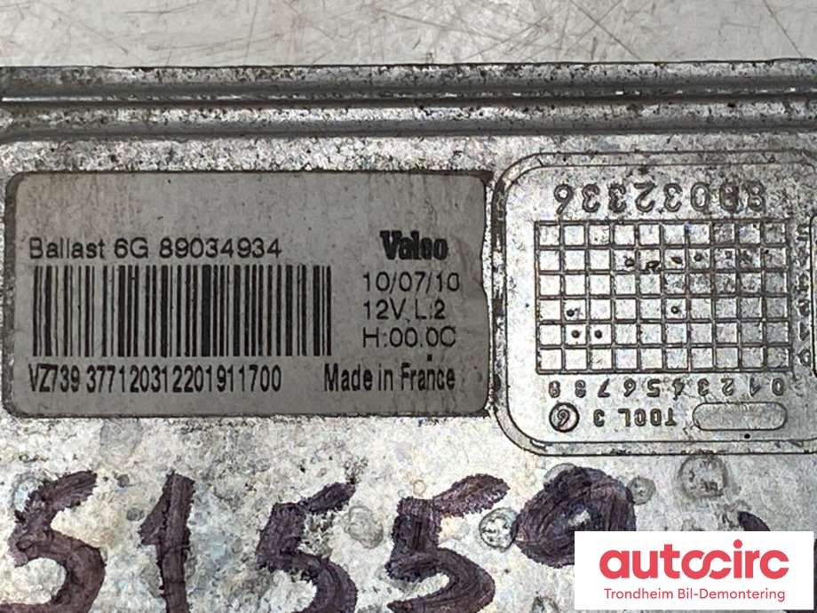 Styreenhet xenon/ballast til Peugeot 5008 2010-2017 (Type I)  (VENSTRE FRAM|)