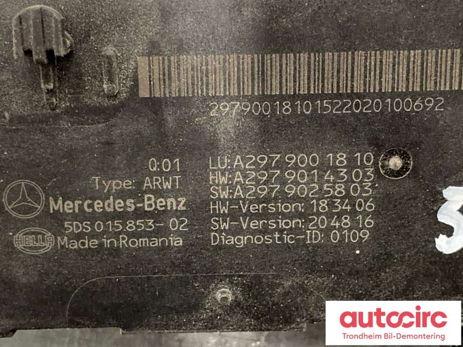 Styreenhet elektrisk bakluke til Mercedes EQS 2021-->> (V297) (V297) (A2979001810|A2979000022|)