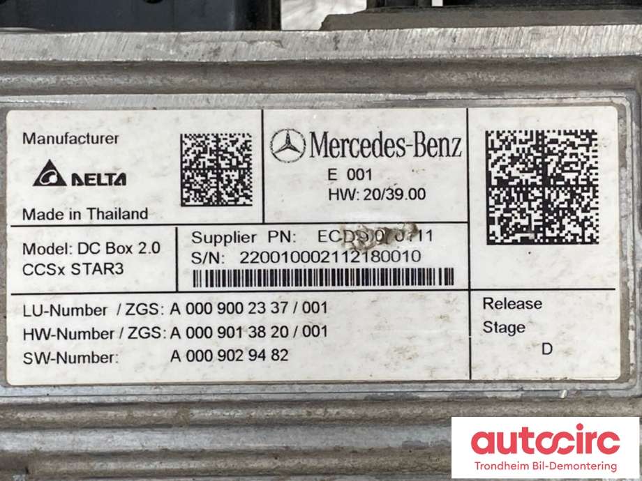 Inverter elbil til Mercedes EQS 2021-->> (V297) (V297) (BAK|A0009002337|)