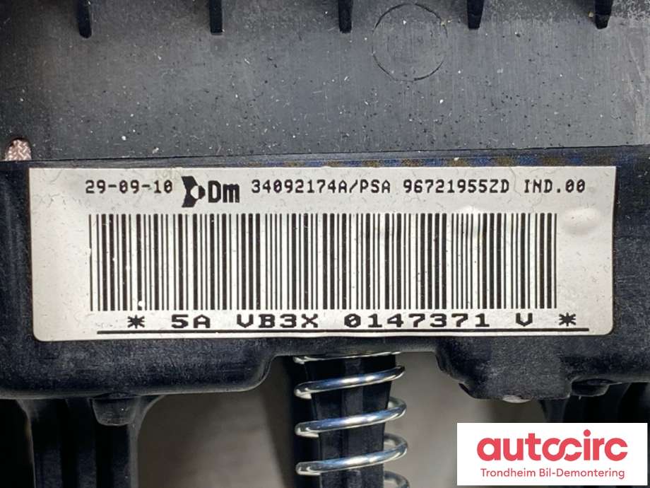 Airbag rattpute til Citroën Berlingo 2008-2015 (Type II, Fase 1)  (96721955ZD|4112PZ|)