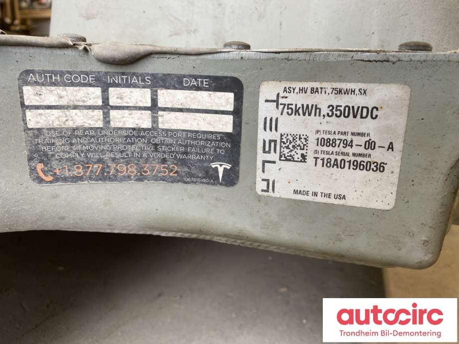 Batteripakke elbil til Tesla Model X 2016-->>  (75 KWH|105583500D|108879400A|)