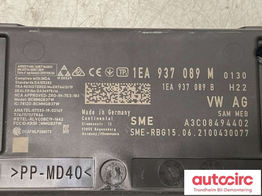 Styreenhet comfort (BCM) til VW ID.4 2020-->>  (1EA 937 089 M|)