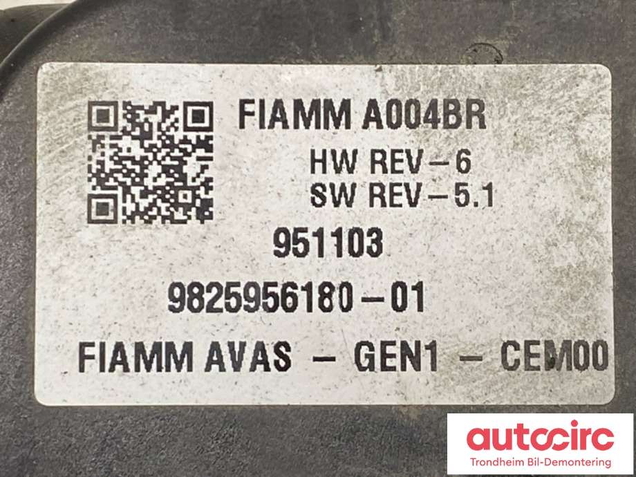 Høyttaler motorlyd, AVAS (Acoustic Vehicle Alerting System) til Peugeot e-208 2019-->>  (98 259 561 80|)