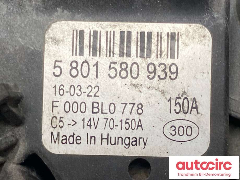 Dynamo diesel til Iveco Daily 2014-->> (Type VI) (5801580939|)