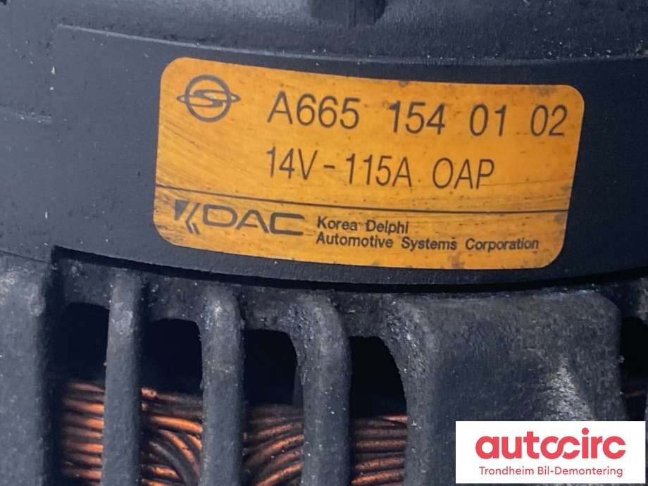 Dynamo diesel til SsangYong Rexton 2004-2006 (Fase 2) (Y200) (Y200) (DAC|A665 154 01 02|)