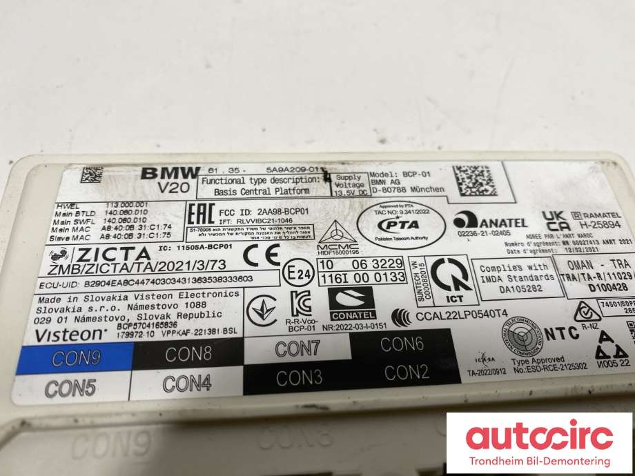 Styreenhet comfort (BCM) til BMW iX1 2023-->> (U11) (U11) (61 35 5 B3C 127|)