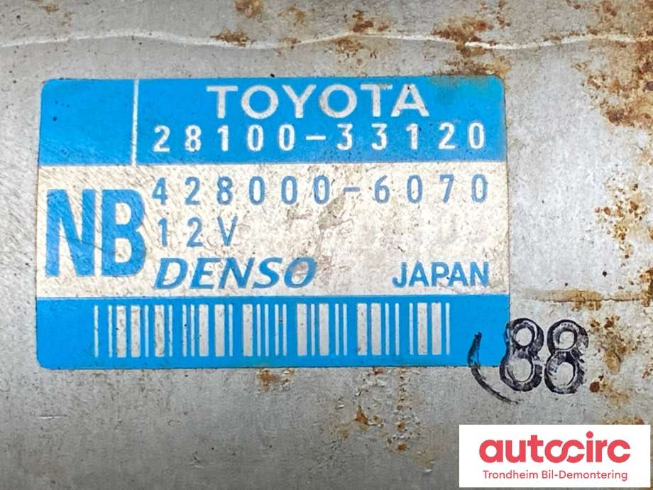 Starter diesel til Toyota Urban Cruiser 2009-2014  (28100-33120|)