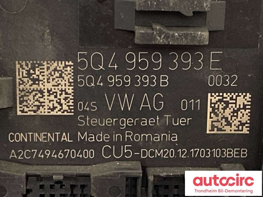 Styreenhet dør venstre foran til VW Crafter 2016-->> (Type II)  (5Q4959593E|)