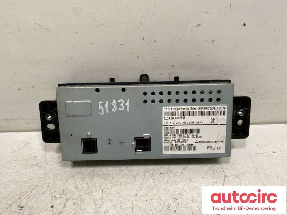 Bilstereo navigasjon skjerm til Mercedes GLK 2008-2015 (X204) (X204) (A 204 820 26 97|)