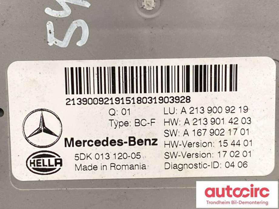 Styreenhet comfort (BCM) til Mercedes CLS 2018-->> (C257) (C257) (A2139009219|A2139008626|)