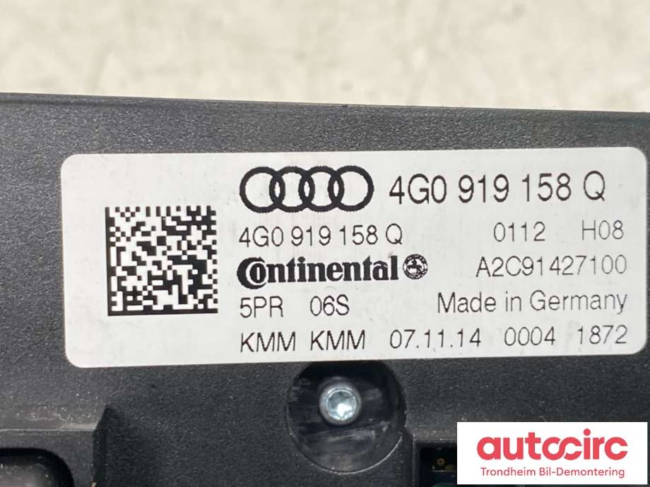 Varmeapparat betjening bak til Audi A6, Allroad 2012-2014 (Type III, Fase 1) (C7) (C7) (4G0 919 158 Q|)