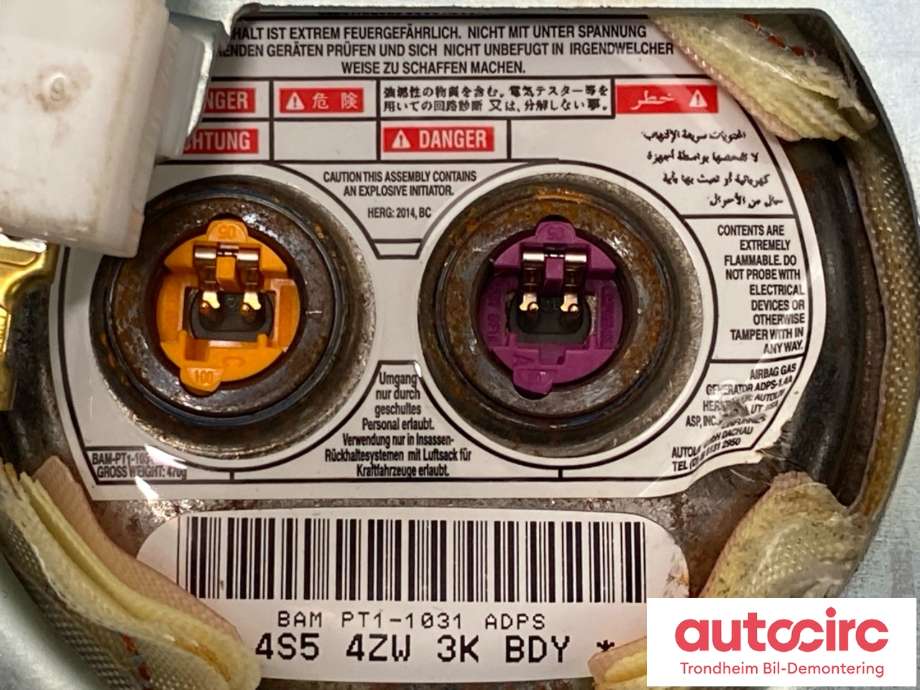 Airbag rattpute til Fiat 500 2008-2020 (1RU53JXWAI|1RU53JXWAK|)