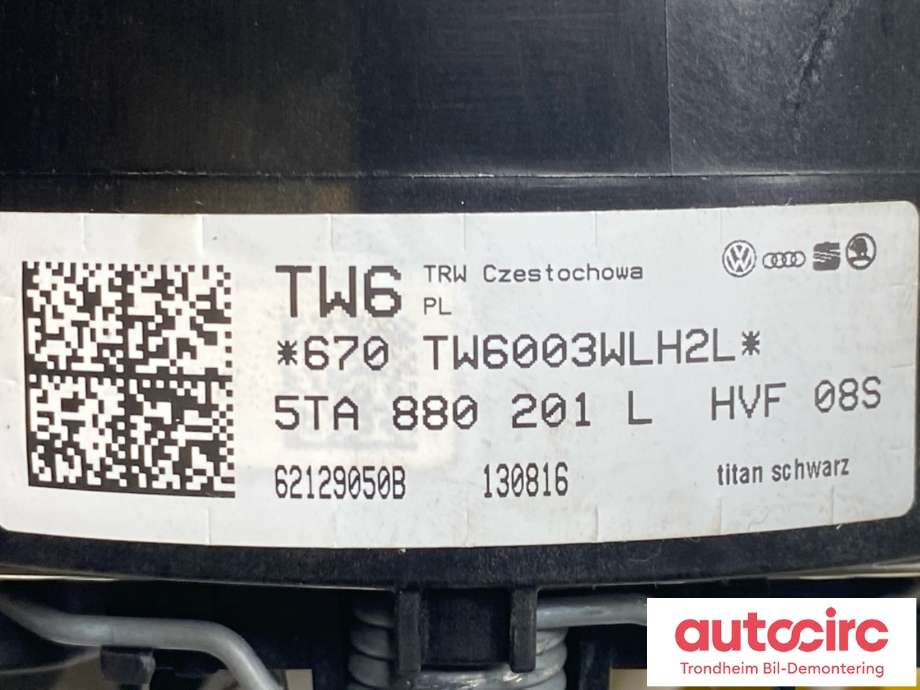 Airbag rattpute til VW Tiguan 2016-2020 (Type II, Fase 1) (5TA880201L|)
