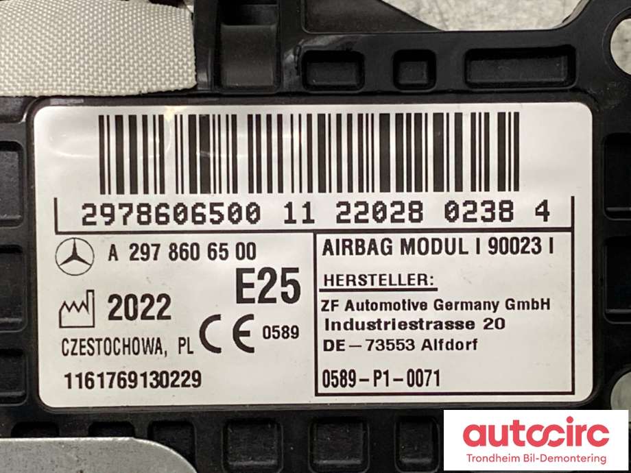 Airbag kne til Mercedes EQS 2021-->> (V297) (V297) (A2978606500|)