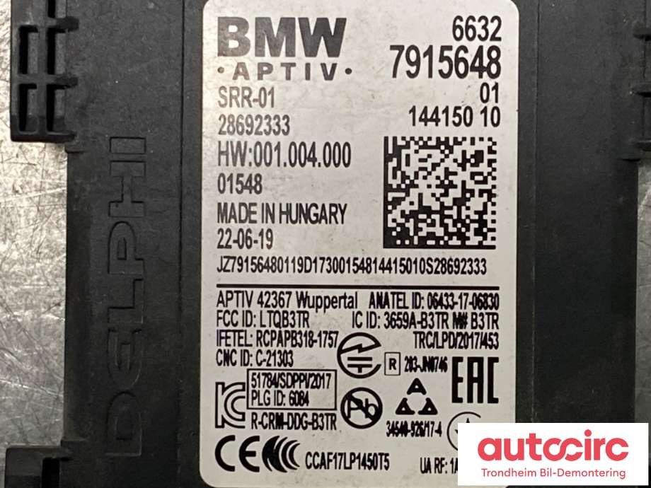 Sensor radar til BMW X5 2018-->> (G05) (G05) (66327915648|66325A84D00|)