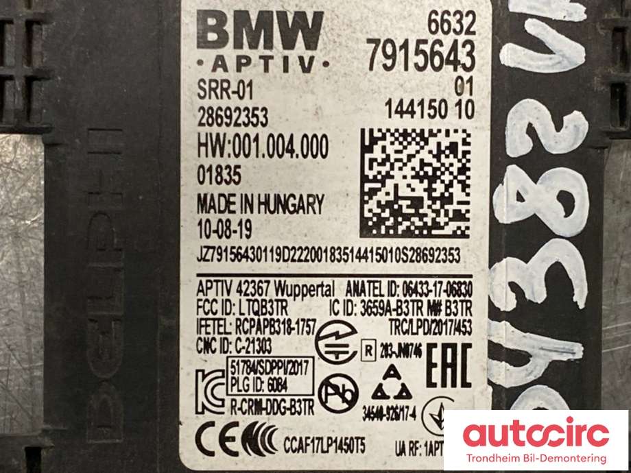Sensor radar til BMW X5 2018-->> (G05) (G05) (66325A340C0|66325A84CF7|)