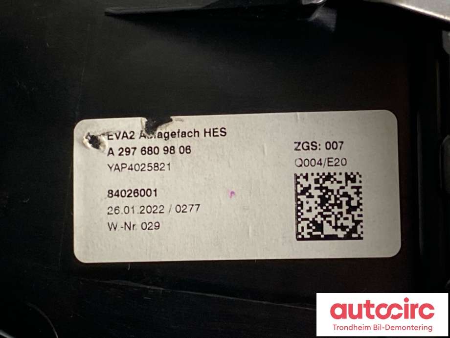Innredning, Konsoll til Mercedes EQS 2021-->> (V297) (V297) (A 297 680 98 06|A 297 680 35 09|)