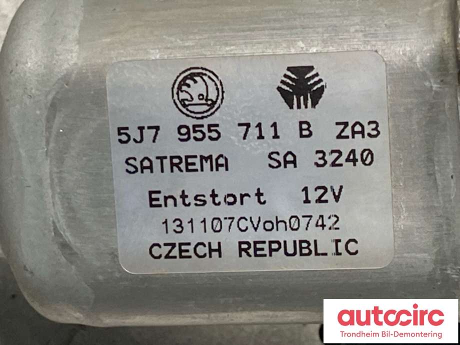 Viskermotor bakrute til Škoda Superb 2008-2015 (Type II)  (5J7955711B|5J7955711C|)