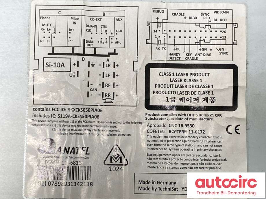 Bilstereo navigasjon skjerm til Škoda Superb 2008-2015 (Type II)  (3T0035197C|3T0035197T|)