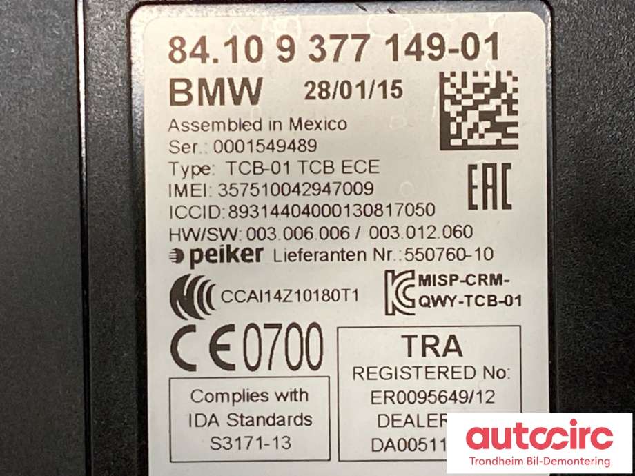 Styreenhet bluetooth til BMW X3 2010-2017 (F25) (F25) (84 10 9 377 149|84 10 9 362 848|)