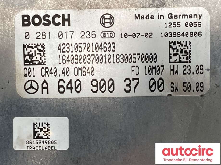 Styreenhet motor til Mercedes B-Klasse 2008-2011 (Fase 2) (W245) (W245) (A6409003700|A6409004400|A6409004700)