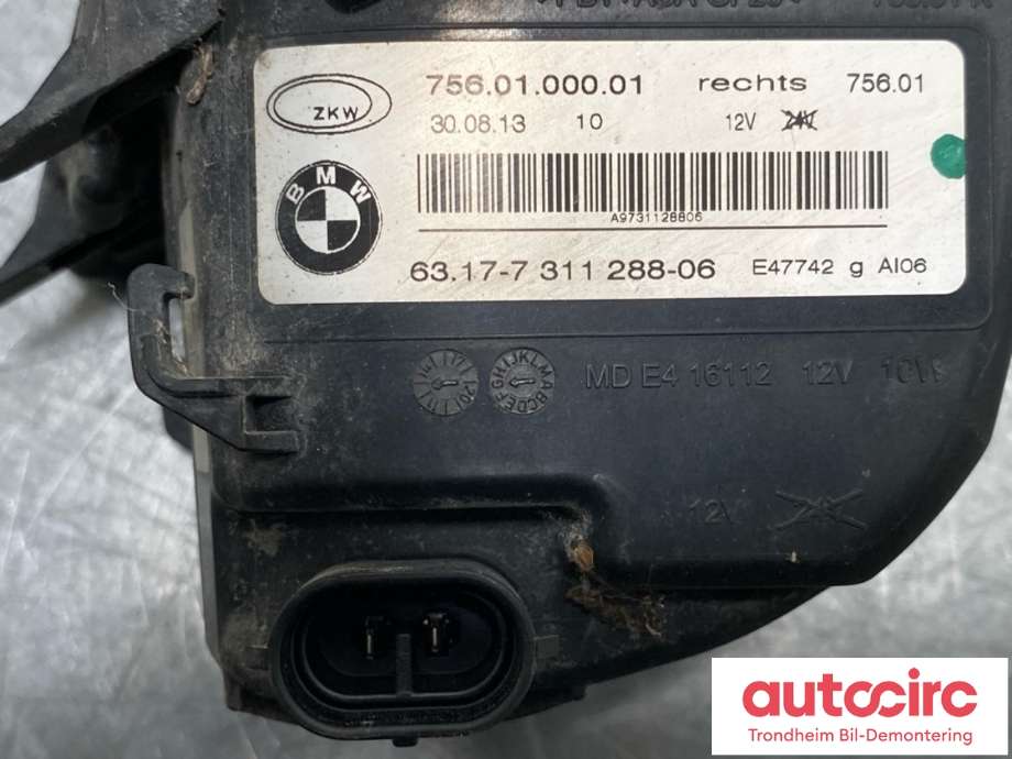 Tåkelykt høyre foran til BMW 7-Serie 2009-2015 (F01/F02/F03/F04) (F01/F02/F03/F04) (63 17 7 311 288|)