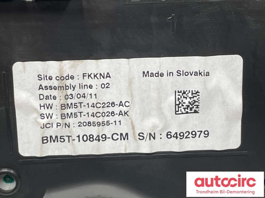 Instrumentpanel til Ford Focus 2011-2014 (Type III, Fase 1)  (BM5T-10849-BCH|1879756|)