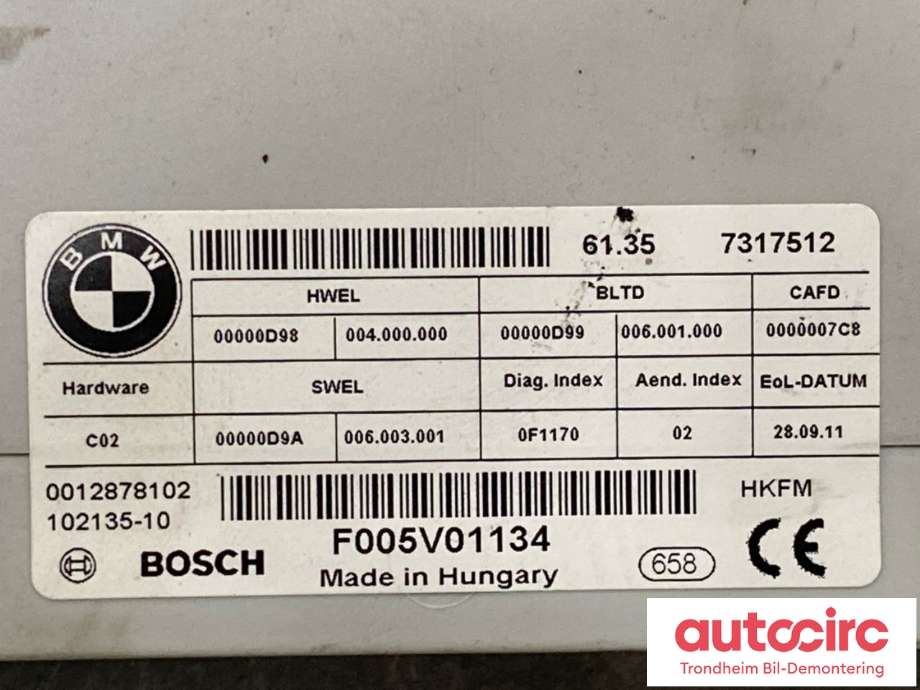 Styreenhet elektrisk bakluke til BMW 7-Serie 2009-2015 (F01/F02/F03/F04) (F01/F02/F03/F04) (61357394649|)