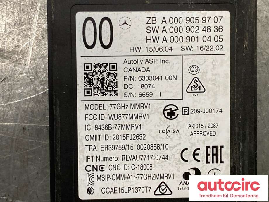 Sensor blindsone til Mercedes CLS 2018-->> (C257) (C257) (A0009059707|A0009051912|A0009054111)