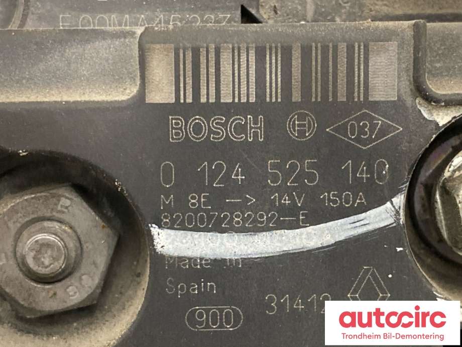 Dynamo diesel til Nissan Qashqai 2010-2014 (Type I, Fase 2)  (BOSCH||23100JD10A|0 124 525 140)