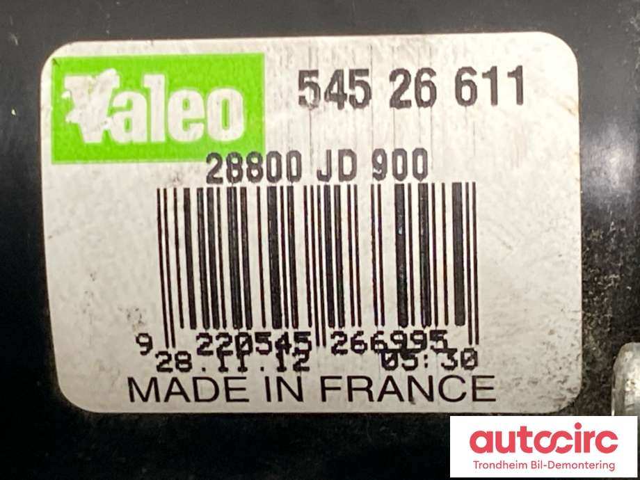 Viskermotor frontrute til Nissan Qashqai 2010-2014 (Type I, Fase 2) (VALEO|28800JD900||545 26 611)