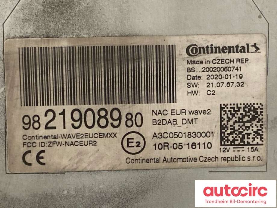 Bilstereo til Opel Grandland X 2017-->>  (16 803 018 80|16 952 012 80|9821908980)