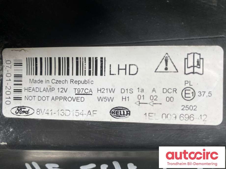 Frontlykt venstre xenon til Ford Kuga 2008-2012 (Type I)  (8V41-13D155-AF|1590743|8V41-13006-AE)