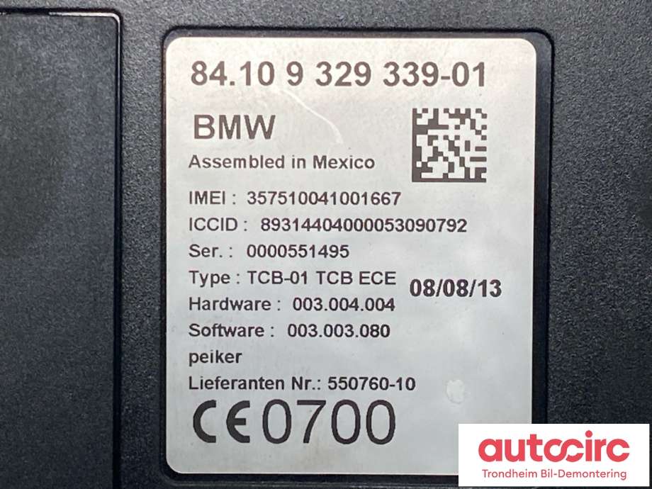 Styreenhet bluetooth til BMW 7-Serie 2009-2015 (F01/F02/F03/F04) (F01/F02/F03/F04) (84109362848|)