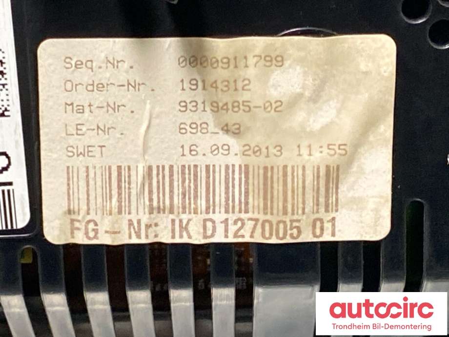 Instrumentpanel til BMW 7-Serie 2009-2015 (F01/F02/F03/F04) (F01/F02/F03/F04) (9319485|62108796113|)