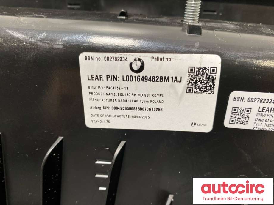 Airbag sidepute høyre til BMW iX 2021-->> (I20) (I20) (52 20 5 A04 F76|)
